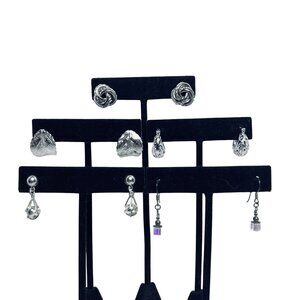 Lot of 5 Silver Tone Pierced Earrings (5615)